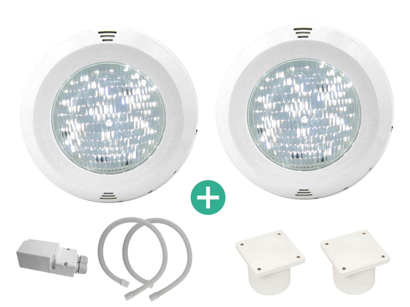 IQ LED Scheinwerferset 2 weiß mit Trafo und Kabelanschlussdose