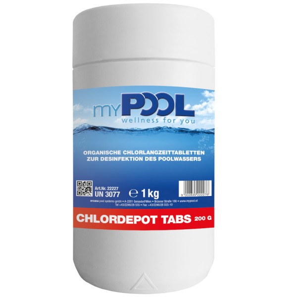 myPOOL Chlordepot Tabs 200 g Langzeittablette langsamlöslich 1 kg Abverkauf !